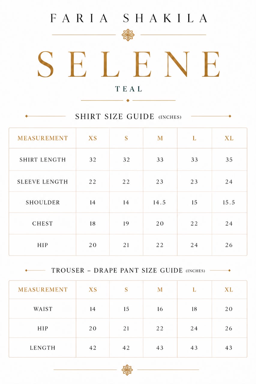 Size chart for Selene