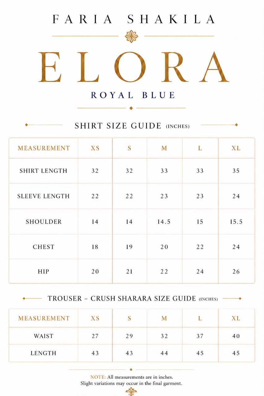 Size chart for Elora
